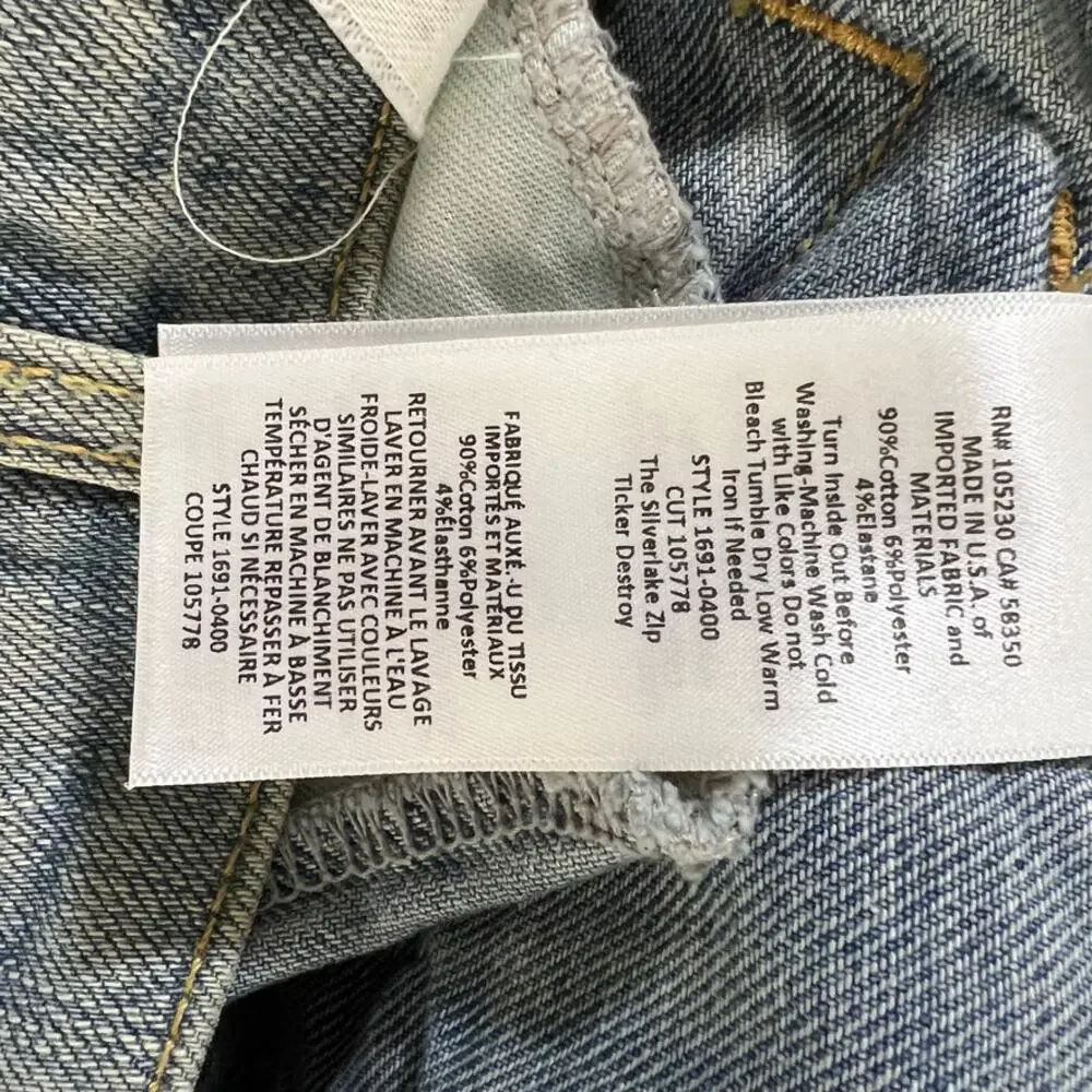 Current/Elliott The Silverlake Zip Skinny Jeans Light Wash Womens Size 24 Waist - Picture 10 of 14